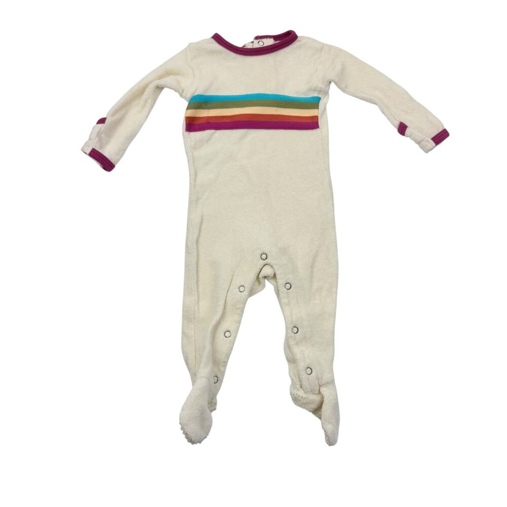 L’ovedbaby Retro Stripe Terry Footed Sleeper, 3/6m